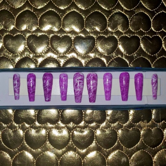 Purple Army Print press ons 💜 LAST ONE ( Small ) - Picture 1 of 7